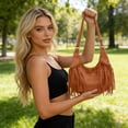 thumbnail image 4 of Tassel Faux Leather Handbag Large Capacity Top Handles Shoulder Bag 3In1 Convertible Satchel With Removable Crossbody Strap Soft Textured Purse For Women Everyday Work Travel Use, 4 of 7
