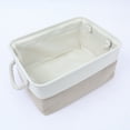 thumbnail image 3 of Unique Bargains Fabric Storage Cube Storage Bin Storage Basket White/Khaki 14*10*7in, 3 of 7