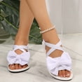 thumbnail image 6 of AUDeals Women’s Ankle Strap Bowknot Flat Sandals Open Toe Dressy Slip On Summer Beach Holiday Casual Shoes (White, 6.5), 6 of 7