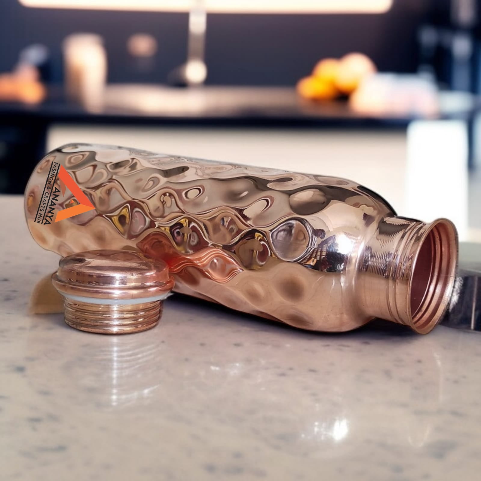 Diamond Cut Copper Water Bottle 950 ml Ayurvedic Pure Copper Vessel For Drinking Health Benefits