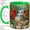 Green, variant on Cardinal Pair Waterfall Coffee Mug, Red Cardinal Mug, Morning Tea Cup for Home, Birds on Branch with Pink Blossoms and Butterflies, Forest Bird Art, Kitchen Accent, Nature Lover