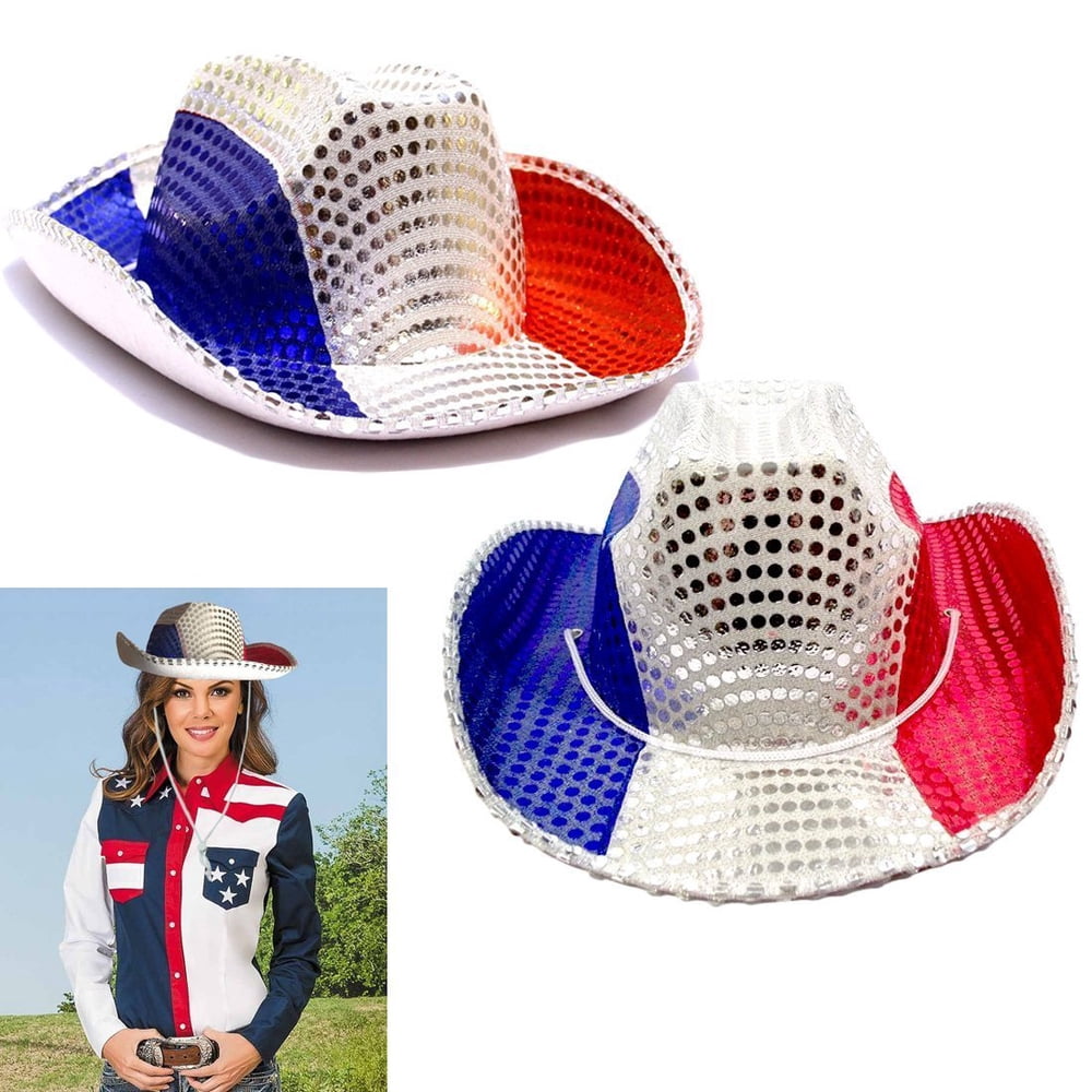 Dazzling Toys American Cowboy Hats 2 Pack Red White and Blue