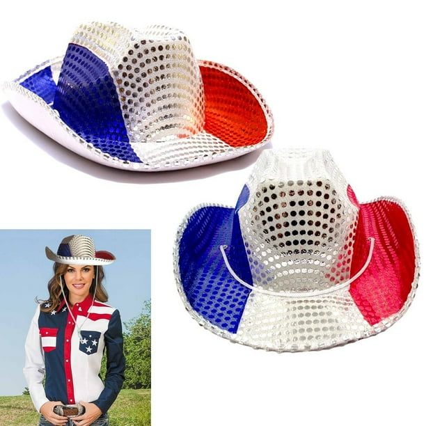 Hat American Cowboy Hat Pack Red White and Blue Patriotic Cowboy