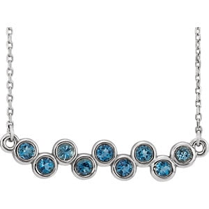 Aquamarine Bezel - Jewels By Lux 14k White Gold Aquamarine Bezel Set Bar 16-18