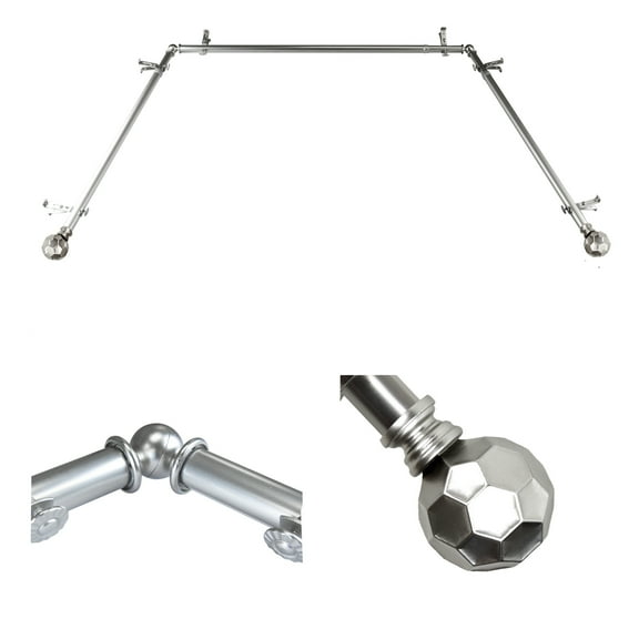 Domovina Reid 13/16-inch Bay WIndow Single Curtain Rod-Color:Satin Nickel