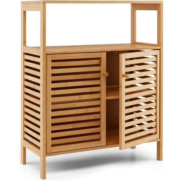 WBTAYB Bamboo Bathroom Storage Floor Storage with Open