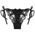 thumbnail image 2 of BLTIBY Women's Erotic Panties Solid Color Lace See-through Briefs Fashion Hollow Out Cheeky Underpants Thongs Black One Size, 2 of 5