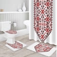 thumbnail image 1 of FMSHPON Geometric 4 Piece Bathroom Set Shower Curtain Bath Rug Contour Mat and Toilet Lid Cover, 1 of 7
