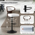 thumbnail image 5 of Hawsaiy Bar Stools Set of 2, Adjustable Height 24.5"-33.5", Bentwood Swivel Barstools with Back & Footrest, PU Leather Upholstered Bar Chairs for Kitchen Island, Dining Room, Home Bar, 5 of 9