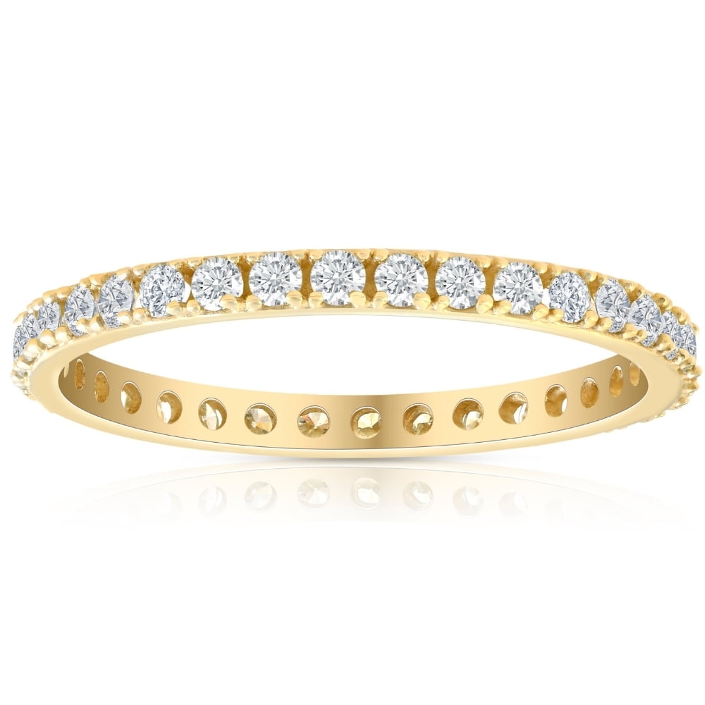 0.50CT Baguette Shape Womens Full Eternity Wedding Ring 14K Yellow Gold Over VVS