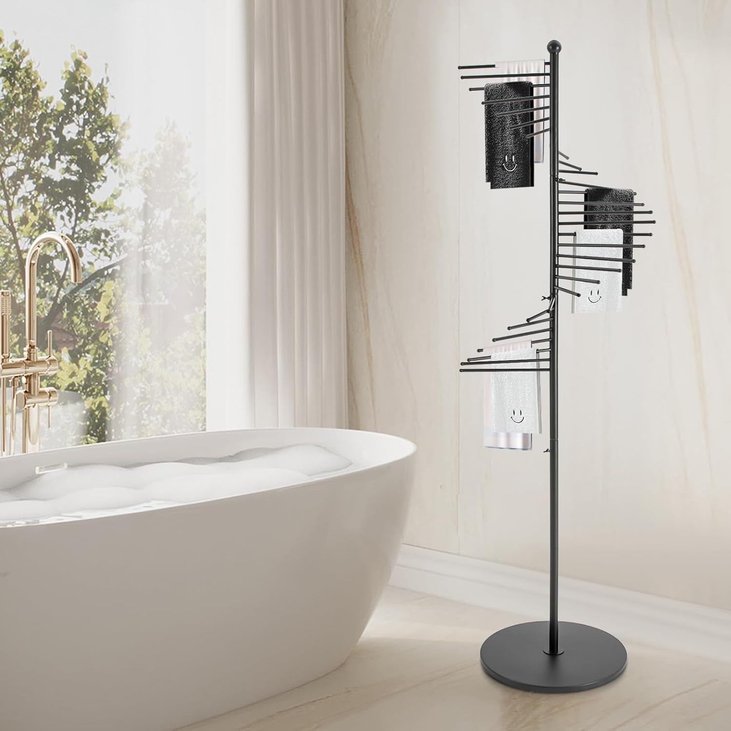 Spiral Scarf Display Rack - Versatile Clothing Store & Home Display for Scarves, Ties, Bras, Belts, Bathing Suits, and Pants Hanger, Spiral Design Organizer