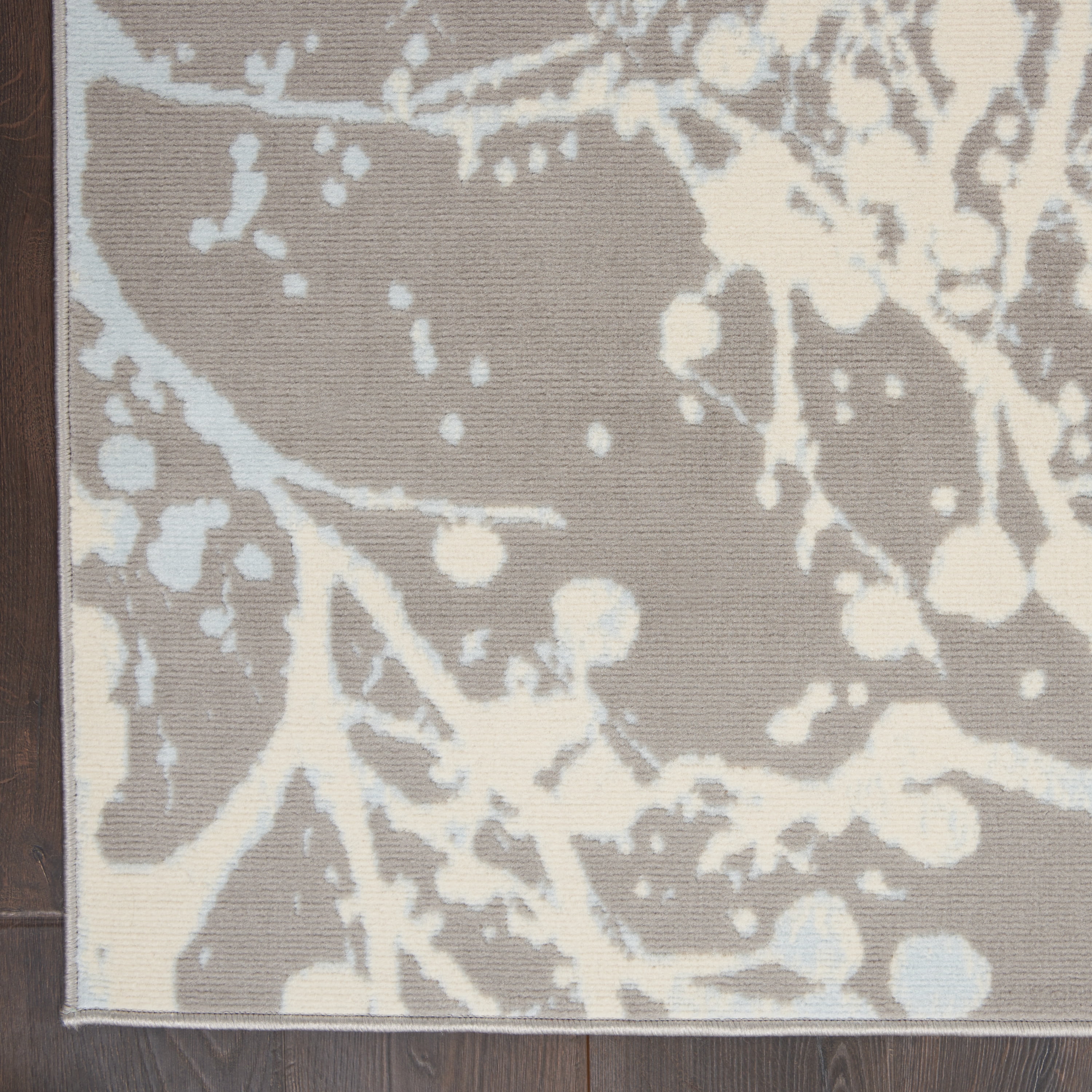 Nourison Bliss Modern Botanical Grey 5'3" x 7'3" Area Rug, (5' x 7')