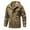 Khaki, variant on Men's Winter Hooded Jackets Multi Pockets Zipper Front Coats Thick Thermal Fleece Lined Coats Slim Work Cargo Jackets for Men Army Green XXL