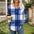 thumbnail image 2 of Ashirexll Womens Long Sleeve Shirts Casual Winter Tops Plaid Button Down V-Neck Pullover Blouse Loose, 2 of 7