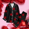 thumbnail image 2 of SJLDQY Valentines Women's Pajamas Set 2 Peice Pjs Set for Women Valentine's Day Bowknot Graphic Long Sleeve Pajama Tops Pants Soft Comfy Homewear Sleepwear Outfits, 2 of 6