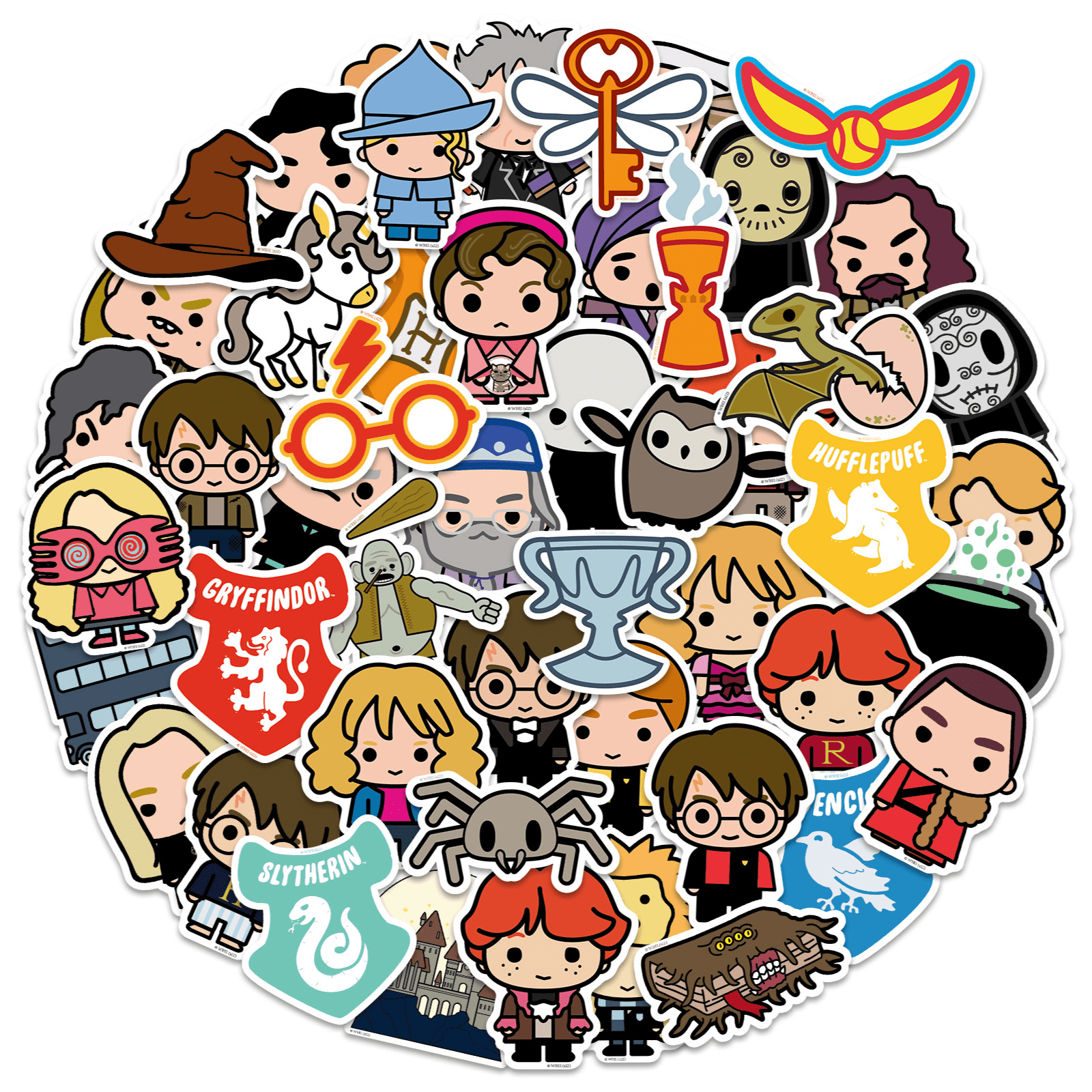 50pcs Harry Potter Officially Licensed Hogwarts Characters Badges Props  Vinyl Stickers Waterproof Gift Cartoon Water Bottle Laptop Bumper Bottle  Water Bottle Computer Cell Phone Hard Bowler Hat Car And Stickers