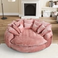 thumbnail image 3 of Rophefx 81.1" Oversized Round Chaise Lounge Sofa Bed,Fluffy Plush Cloud Couch with Deep Seat and 14 Pillows,Modern Comfy Couch for Living Room Apartment,Pink, 3 of 7