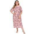 thumbnail image 2 of Womens Nightgowns Sleepwear Soft Pajama Dress Nightshirts Plus Size Summer Short Sleeve Comfy Nightshirt Casual Floral Nightdress Round Neck Lace Trim Sleepshirt, 2 of 9