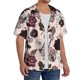 thumbnail image 2 of Fotbe Retro Red Black Roses Camisa Estampada de Manga Corta para Hombre, Casual de Verano, Estilo Playero, Sin Arrugas-X-Large, 2 of 5