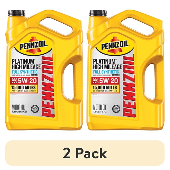 (2 pack) Pennzoil Platinum High Mileage Full Synthetic 5W-20 Motor Oil, 5 Quart
