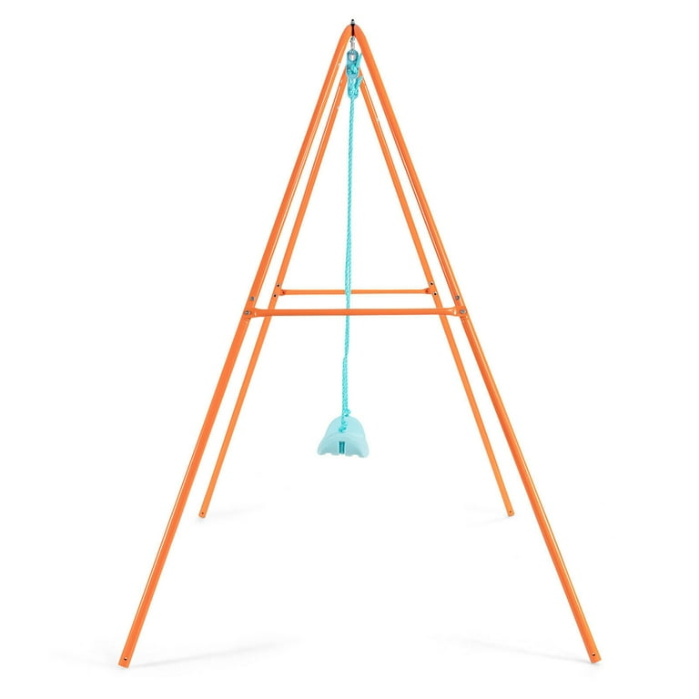 Gymax Outdoor Kids Swing Set Heavy Duty Metal A-Frame w/Ground