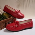 thumbnail image 4 of WAVSUF Women's Wide Width Loafers, Faux Leather Soft Sole Versatile Bow Casual Work Driving Shoes Red 7, 4 of 9