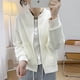 thumbnail image 4 of Chaquetas para mujer, estilo coreano, chaqueta de béisbol holgada, cuello redondo, sudaderas con capucha de color liso, cárdigans de manga larga con cremallera, abrigos cortos, blusas para mujer, 4 of 5