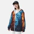 thumbnail image 3 of Balery Red And Blue Fire Lion Sudadera ligera de manga larga con capucha y protección solar UPF 50+ para hombre y mujer, ideal para pesca y running-Large, 3 of 7