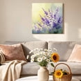thumbnail image 6 of Canvas Wall Art Purple Flower Canvas Art Print Spring Watercolor Purple Lavender Floral Leaf Gradient Yellow Pictures Wall Decor for Living Room Artwork Decorations Framed Ready to Hang 16"x16", 6 of 9