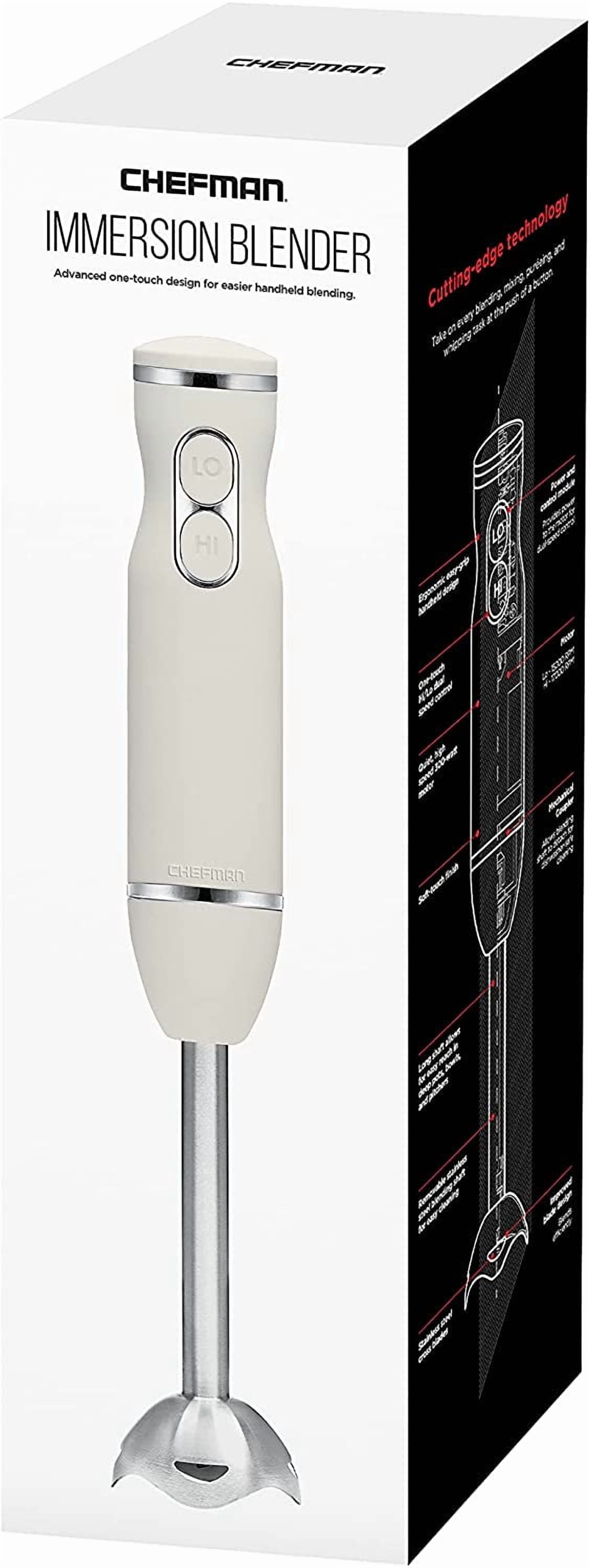 Immersion Stick Hand Blender with Stainless Steel Blades, Powerful Electric Ice Crushing 2-Speed Control Handheld Food Mixer, Purees, Smoothies, Shakes, Sauces & Soups, Ivory