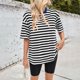 thumbnail image 1 of mfyjkho Tops Para Hacer Ejercicio Para Mujer, Camiseta Informal Holgada De Manga Corta Con Cuello Redondo Y Estampado A Rayas Para Mujer Tops Para Hacer Ejercicio Para Mujer S, 1 of 6