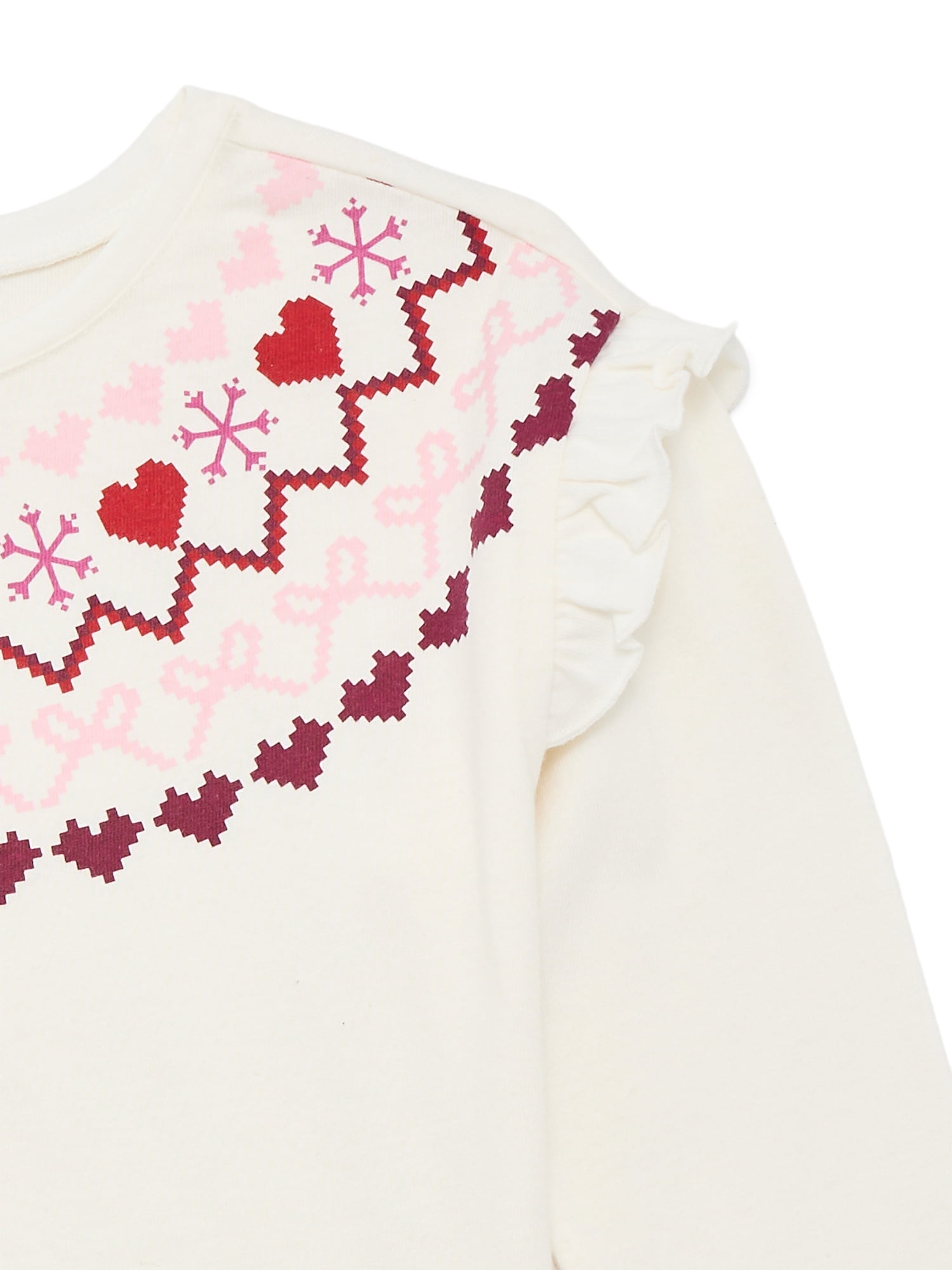 Garanimals Toddler Girls Holiday Ruffle Shoulder Top with Long Sleeves, Sizes 18M-5T