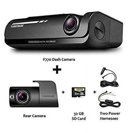 thinkware f770 32gb 1080p hd wifi dash cam plus rearview camera plus extra power harness (bundle: 3 items)
