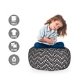 thumbnail image 2 of Black and Grey Storage Toy Bag Chair, Detailed Herringbone Pattern on Repeat Zigzags Striped, Stuffed Animal Organizer Washable Bag, Large Size, Dimgray Charcoal Grey, by Ambesonne, 2 of 3