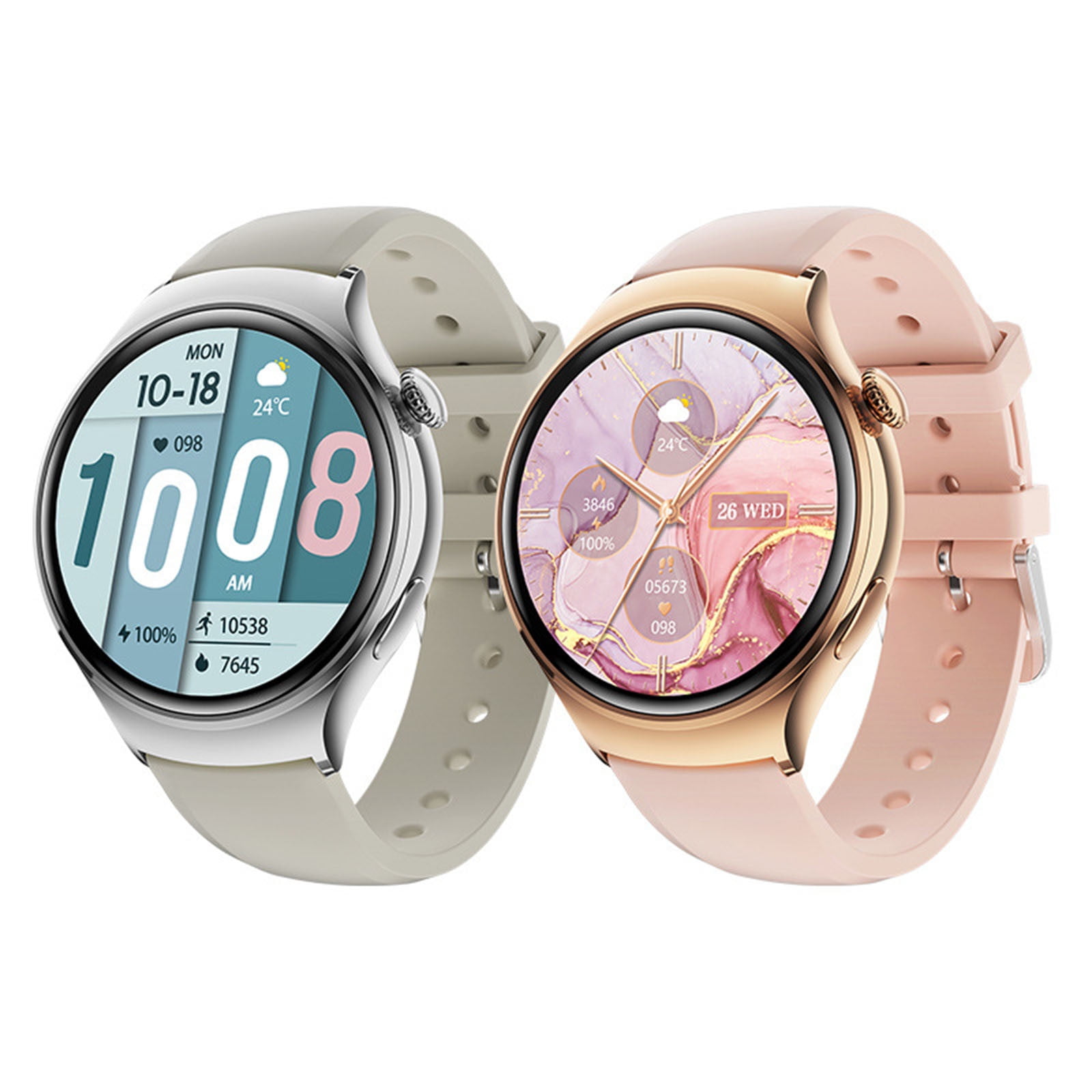 Smart Watches Men Women, New Bluetooth Call For Women's Health Temperature NFC Smartwatch(Gray-white)