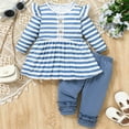 thumbnail image 2 of Durtebeua Baby Girl Clothes Toddler Girl Outfits Ruffle Shirt Pants Cute Infant Outfit Set Baby Girl Fall Winter Clothes Z01-Sky Blue,18-24 Months, 2 of 7