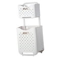 thumbnail image 2 of Organizador Estante Multifuncional 2 Compartimentos Durable, Alta Capacidad Portátil con Ruedas Estante de Almacenamiento de Ropa para Baño Sala de Dorado, 2 of 8