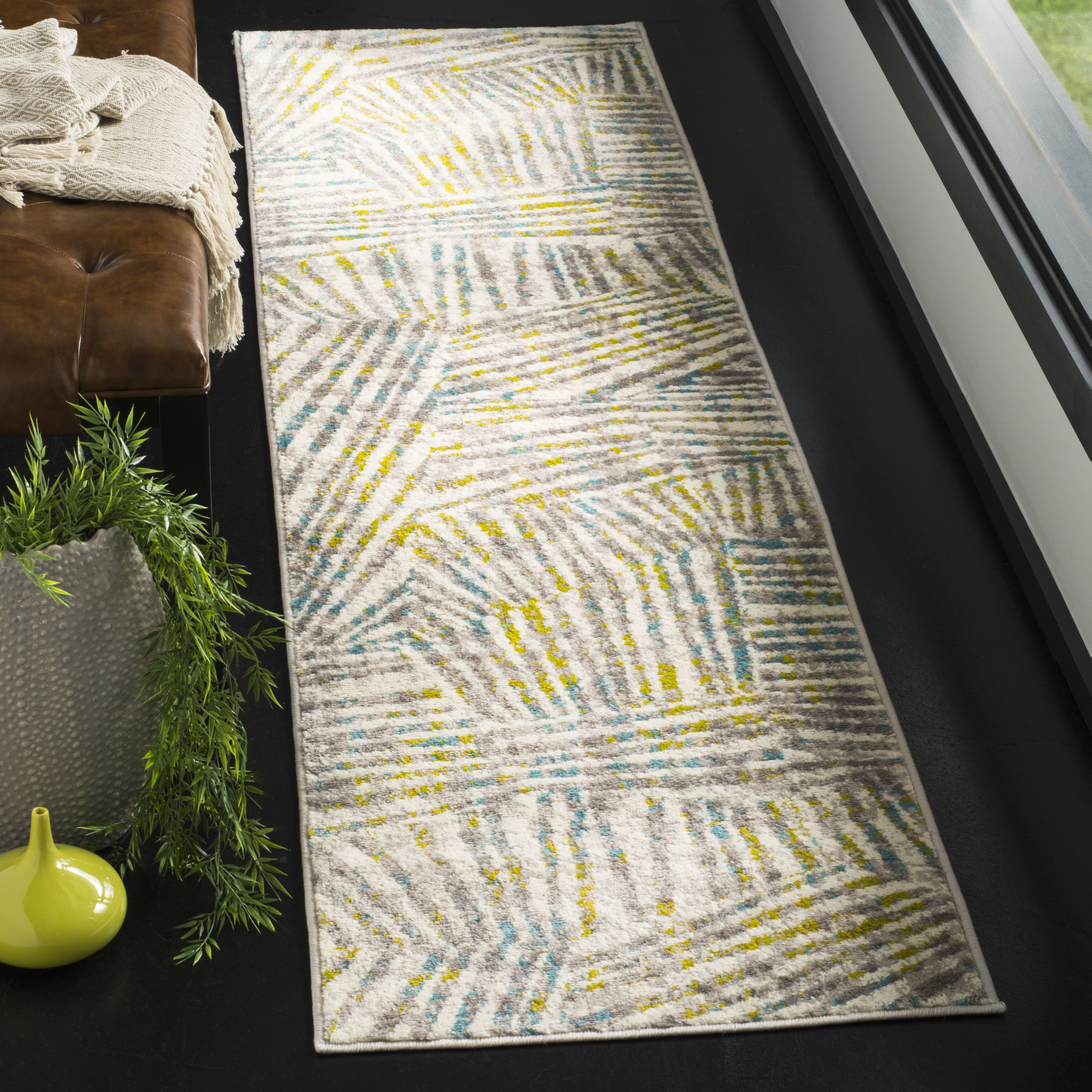 SAFAVIEH Skyler Carlene Geometric Area Rug, Grey/Green, 4' x 6'