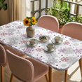 thumbnail image 3 of Pink Snowflake Christmas Table Cloths for 4 Foot Rectangle Tables, Xmas Snowflake Winter Patio Waterproof Elastic Fitted Tablecloths, Washable Rectangular Table Cover for Camping, 3 of 8