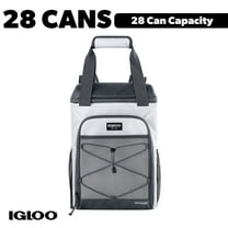 Igloo 28 Can Capacity Marine Soft-Side Backpack Cooler, White and Gray