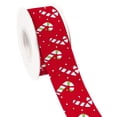 thumbnail image 3 of NUEVAS ventas Cinta de grosgrain estampada con patrón de cinta de muletas navideñas de 50 yardas, 3 of 4