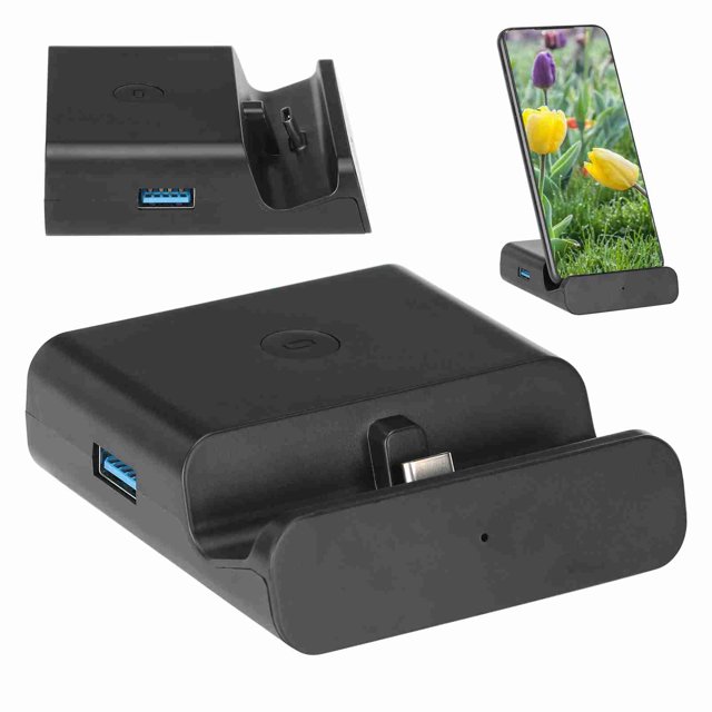 Adaptador Tipo C Para Interruptor Adaptador de TV de Diseño Novedoso para Switch/Lite Compact Apariencia Un Botón Switch Switch Negro para Switch Office Home Switch Lite