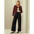 thumbnail image 2 of DARING DIVA Women's Cropped Blazer Button Front in Tweed Fabric XL Wine Red, 2 of 6