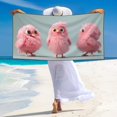 thumbnail image 3 of Zufioo Adorable Pink Fluffy Birds Print Silver Fox Fleece Beach Towel 27.5x55in, Super Absorbent Bath Towel, Suitable for Adult Beach, Swimming Pool and Home Use-One Size, 3 of 6
