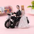 thumbnail image 1 of Dalazy Bride Groom Motorcycle Wedding Cake Topper Figurine Marriage Gift Topper, 1 of 9