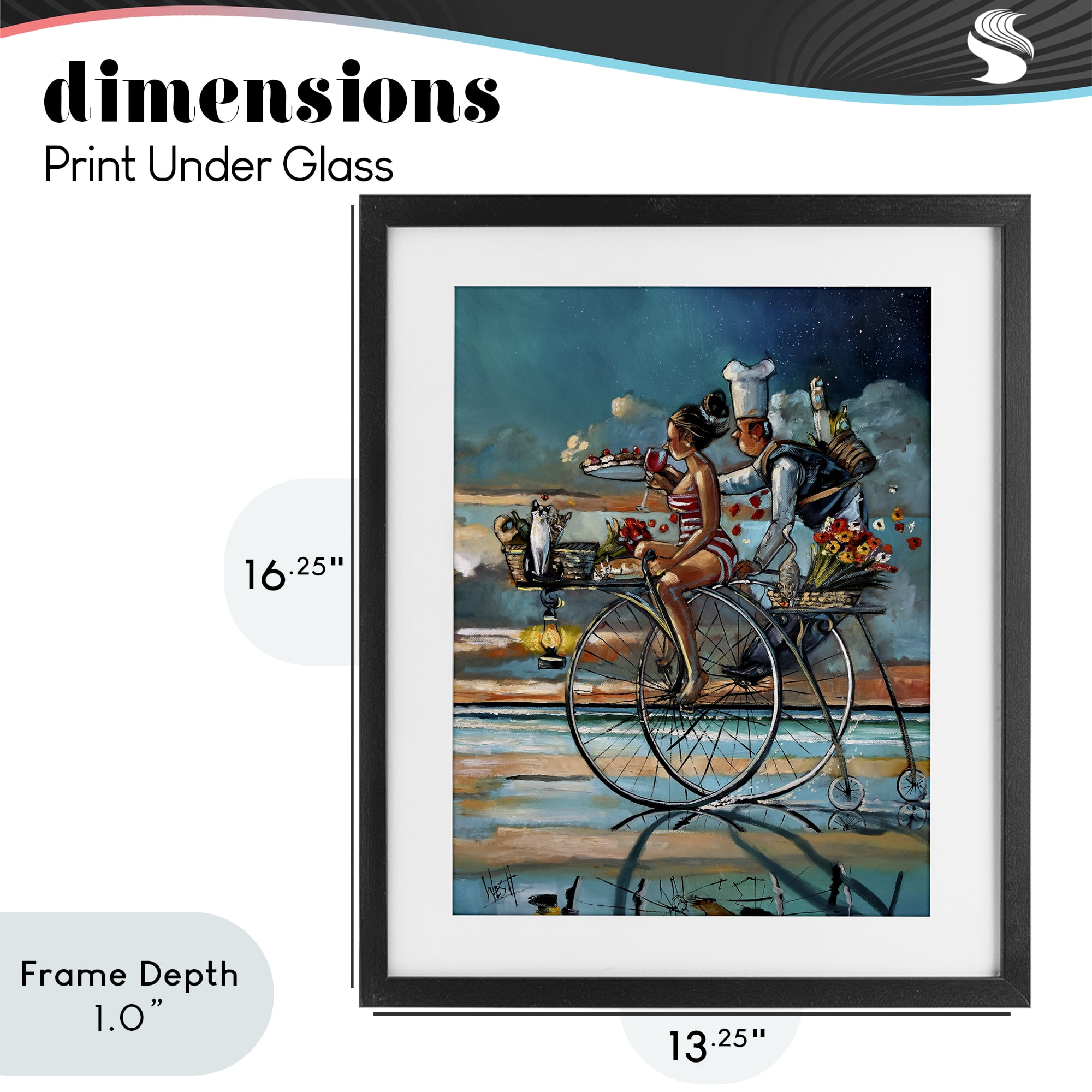 Stupell Industries Zaan's Dream Seaside Bicycle Ride Black Framed Print Under Glass, design by Ronald West