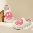 thumbnail image 2 of Smile Face Slippers for Women and Men Retro Comfy PU Leather Slip-On House Shoes with Memory Foam Warm Soft Flat Slides for Indoor & Outdoor, 2 of 5