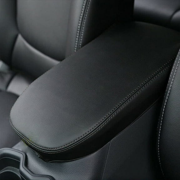 Center Console Armrest Cover for 2025 Toyota RAV4 Accessories 2024 2023 2022 2021 2020 2019 Leather Middle Console Lid Cover Pad Protector Elbow Arm Rest Covering Car(Black)