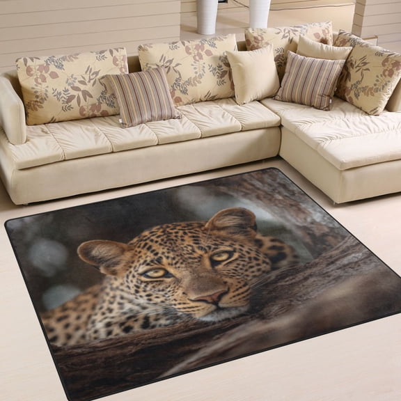 BZSMCE Vintage Area Rugs Leopard Alert Creative Area For Home
