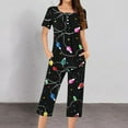 thumbnail image 2 of Lorytime Christmas Pajamas Sets for Women Candy Short Sleeved Crew Neck Button Down Shirt Capri Pants Festive Sleepwear, 2 of 5